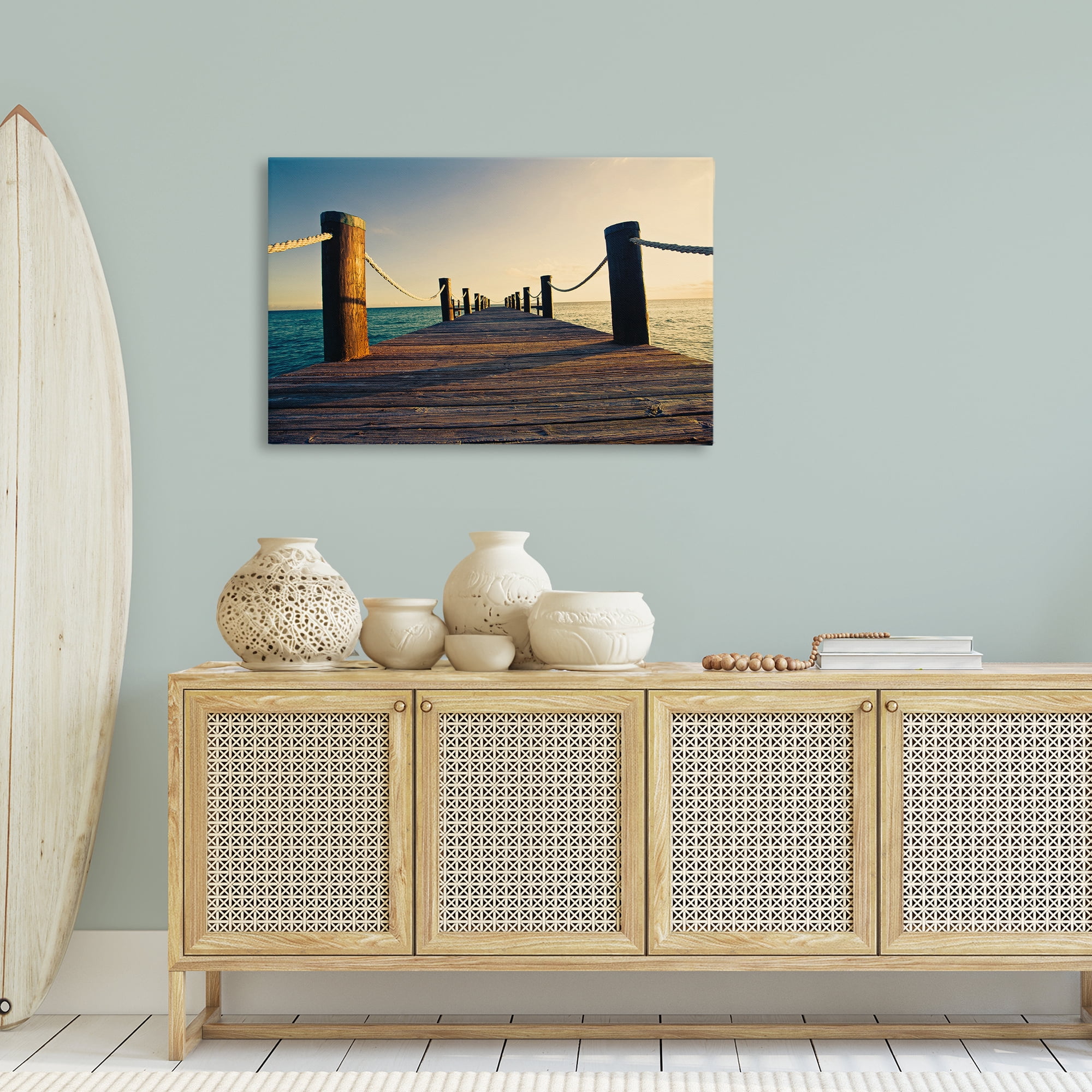 Stupell Industries Summer Coastal Dock Coastal Photography Gallery Wrapped Canvas Art Print Wall Art, 36 x 24