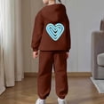 thumbnail image 4 of Hooded Sweatsuit Girls - Girls Casual Print Hoodie And Pants Fashionable Two Piece Outfit For Kids Comfortable Athleisure (Brown,4-5 Years), 4 of 7