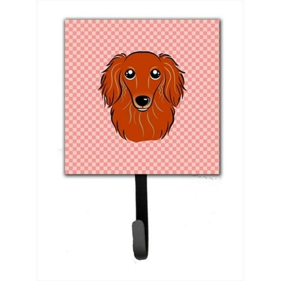 Carolines Treasures Checkerboard Pink Longhair Red Dachshund Leash or Key Holder 7Hx4.25W multicolor
