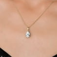 thumbnail image 3 of Gem Stone King 14K Yellow Gold White Created Sapphire Pendant Necklace for Women | 1.58 Cttw | Gemstone September Birthstone | Pear Shape 9X6MM | With 18 inch Chain, 3 of 6