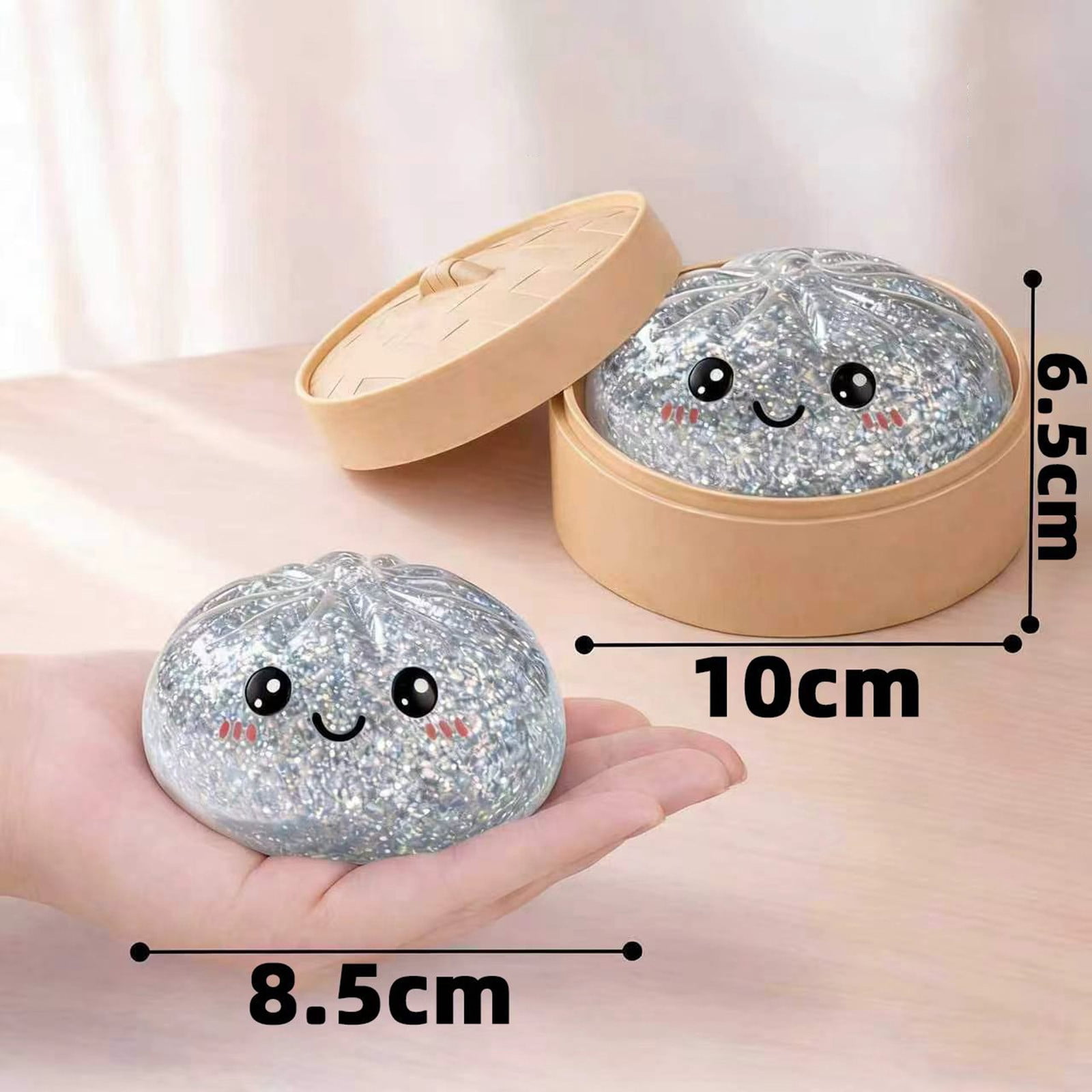 Mystery Giant Dumplings Squishies, Soft Squishy Soft Squeeze Stress Ball with Food Steamer, Realistic Steamed Bun Fidget T-oy, Sensory Relief for Adults