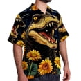 thumbnail image 2 of Crocodile Starry Sky Sunflower Men's Casual Poplin Button Down Short Sleeve Shirts for Summer Beach - Unisex, 2 of 6