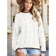 thumbnail image 2 of Women'S Fall Winter Fashion Round Neck Long Sleeve Colorblock Sweater Tops Chunky Knit Pullover Sweaters White XL, 2 of 7