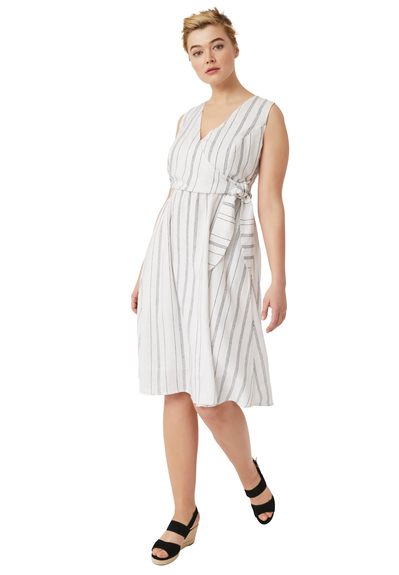 plus size striped wrap dress