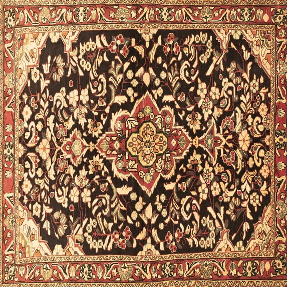 Ahgly Company Indoor Square Medallion Brown Traditional Area Rugs, 3' Square