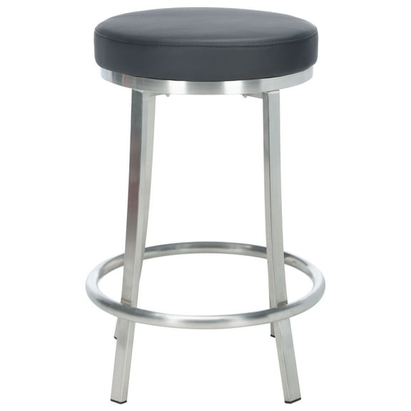SAFAVIEH Obito Swivel Counter Stool, Black/Brushed Nickle (17.8 in. W x 17.8 in. D x 25.5 in. H)