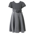 thumbnail image 1 of Richie House Little Girls Grey Pintuck Dotted Bow Polished Dress 5/6, 1 of 7