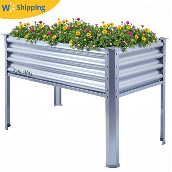 Galvanized Raised Garden Bed with Legs, 120x60x80cm(47×23×31in) Large Metal Elevated Raised Planter Box Outdoor Elevated for Backyard, Patio,Vegetable Herb Flower Planting