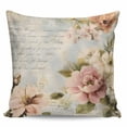 thumbnail image 2 of Farmhouse Pink Floral Throw Pillow Covers, Soft Pillowcases with Invisible Zipper, Spring Vintage Botanical Flowers Decorative Square Pillow Cushion Covers for Living Room Couch Sofa Bed 26x26 Inches, 2 of 8