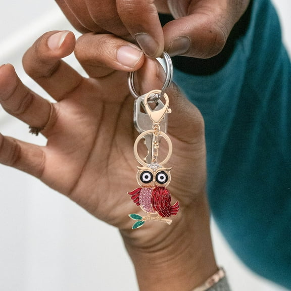 STRANDCHIC Car Hanging Animal Keyring Pendant Owl Keychain Bag Charm Red 1Set for Women Fashion Accessory