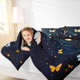 thumbnail image 3 of Manfei Twinkling Butterfly Printed Twin Comforter Sets,Cosmic Swirl Print Bedding Set,Blue Gold,Black Reversible,2-Piece,1 Comforter and 1 Pillowcase, 3 of 7