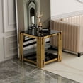 thumbnail image 2 of LoLado 19.7" Stainless Steel Square Glass End Table,Modern Center Table,Side Table with Black Tempered Glass 8mm,for Living Room,Office,Black, 2 of 8