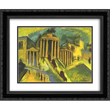 Ernst Ludwig Kirchner 2x Matted 24x20 Black Ornate Framed Art Print 'Brandenburg Gate in Berlin'