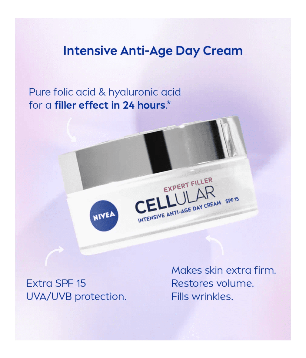 Nivea Cellular Expert Filler Firming Day Face Cream SPF 30 50 ml / 1.7 fl oz - 3 Pack