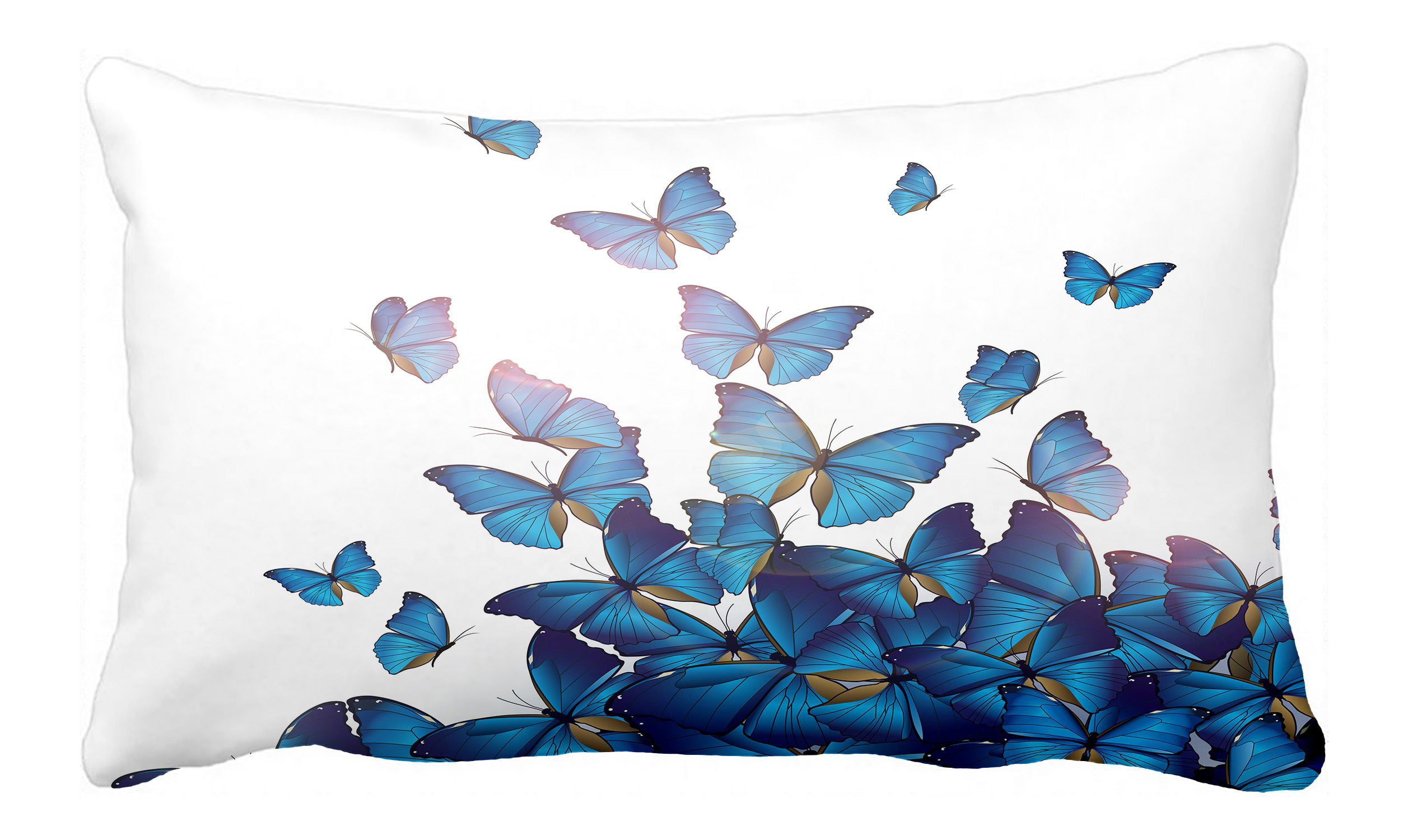 decorbox Blue Paris Butterfly Love Flower Pattern 18x18 Inch Cotton Polyester Square Throw Pillow Case Decorative Durable Cushion Slipcover Home Decor Standard Size Accent Pillowcase Slip Cover 
