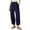 Navy #42, variant on WULMLEO Womens Barrel Harem Linen Pants Wide Leg Pants Baggy Palazzo Drawstring Elastic Waist with Pockets Beach Sky Blue L