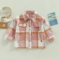 thumbnail image 2 of KOMOO Toddler Flannel Plaid Jacket Long Sleeve Lapel Shacket Jackets Baby Boy Girls Button Flannel Shirts Coats, 2 of 9