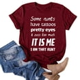 thumbnail image 5 of Gibobby Casual Playera de Manga Corta para Mujer Camiseta informal para mujer, camiseta a la con estampado de letras, camiseta de manga corta con cuello redondo, ca(Vino,G), 5 of 5