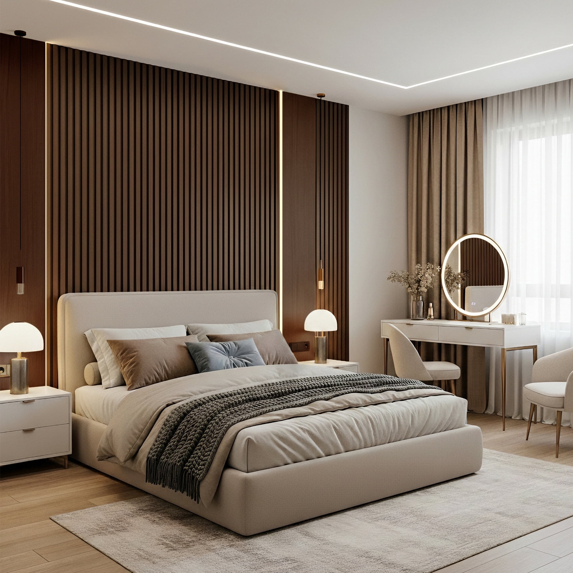FRMALL Acoustic Wood Slat Wall Panels, 4-Pack, 47" x 24" Soundproof 3D Accent Wall Panels for Interior Decor, Walnut