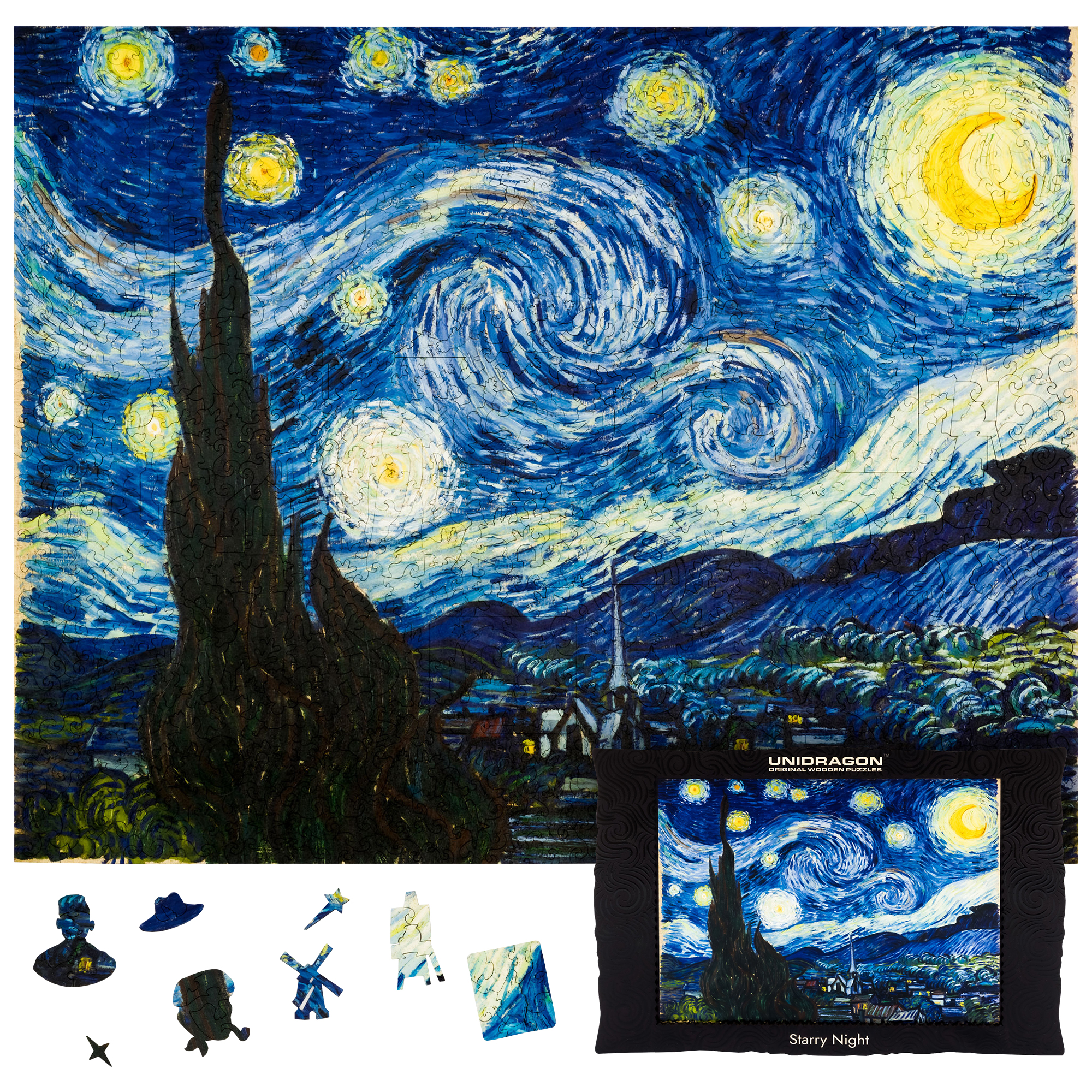 Touchwood Puzzle The Starry Night In Legno 190 Pezzi - Forme Irregolari E Scatola In Legno
