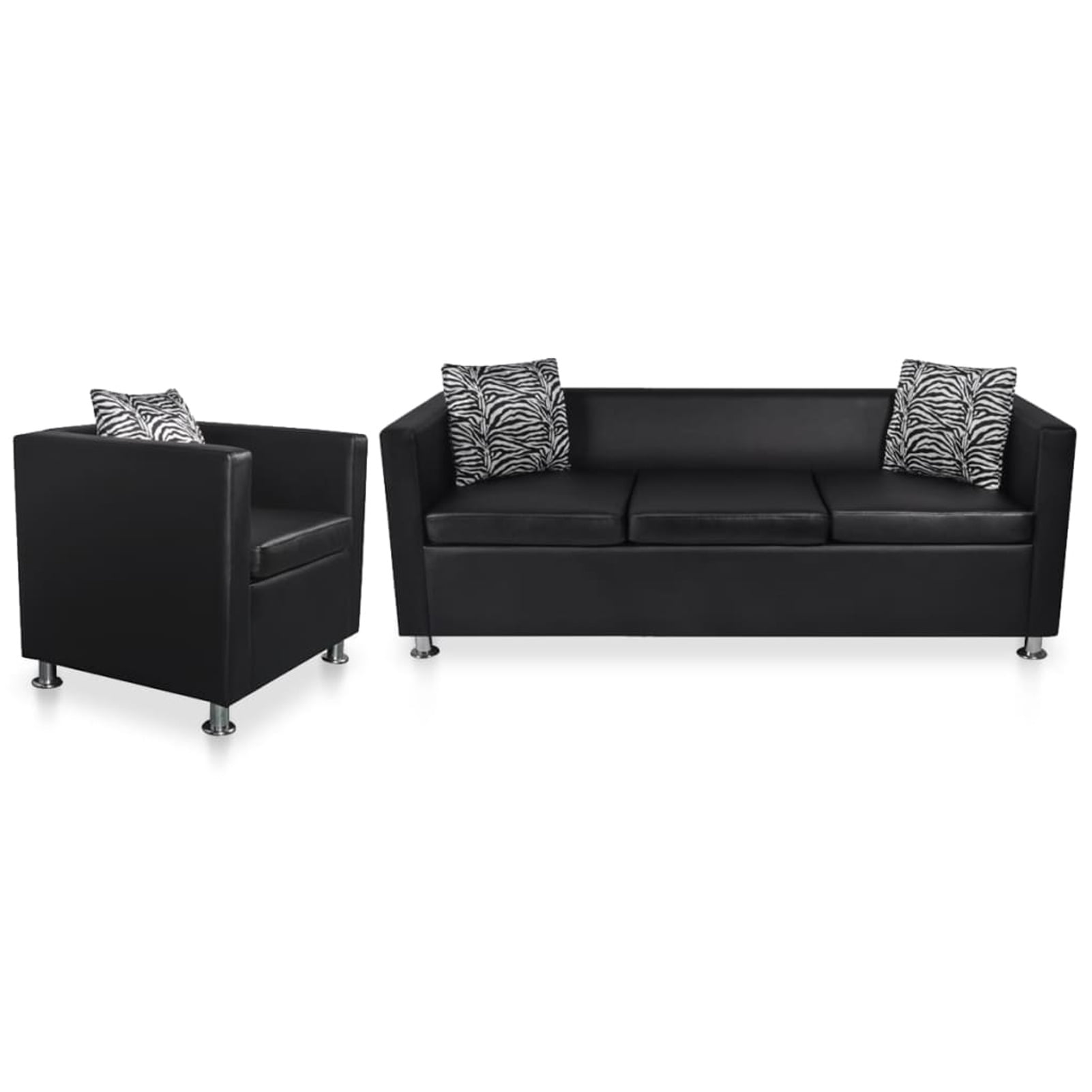 Sofa Set Armchair And 3 Seater Couch, Black Leather 3 Seater Chaise Lounge