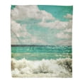 thumbnail image 1 of SIDONKU Throw Blanket 58x80 Inches Blue Beach Sea with Waves and Clouds Sky in Retro Style Vintage Ocean Landscape View Warm Flannel Soft Blanket for Couch Sofa Bed, 1 of 1