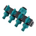 thumbnail image 1 of Conector de manguera de riego de 4 salidas, extensor de conector de riego distribuidor, adaptador de grifo, selector de boquilla de grifo para jardín, invernadero, huerto, césped, 1 of 5