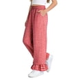 thumbnail image 7 of ITSAME Girls Casual Pants, Ruffle Hem Elastic Waist Plaid Print Kids Fashion Casual Pants Red Size 12-13, 7 of 7