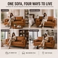 thumbnail image 2 of Koby Home's X Collection Stanley Modern Button-tufted Loveseat, Upholstered in Faux Leather with Track Arms, Cushion Back, and Wooden Legs, 2-Seater for Small Space, Tan Brown Color, 2 of 10