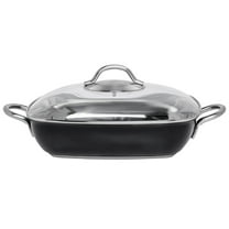 HUBERT® Casserole Pan with Glass Lid Single-Ply Square Black Stainless Steel - 11"L x 11"W x 2 2/5"H
