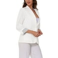 thumbnail image 4 of INSPIRE CHIC Women's Linen Blazers Solid Color One Button Long Sleeve Wear-to-Work Blazers S White, 4 of 6