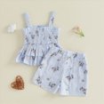 thumbnail image 5 of Baby Girl Summer Short Set Baby Girl Summer Outfit Floral Print Ruffle Smocked Top & Shorts 2-Piece Soft Clothing Set, 5 of 8