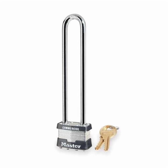 Padlock, Keyed Alike, Long Shackle, Rectangular Steel Body, Steel Shackle, 3/4 in W