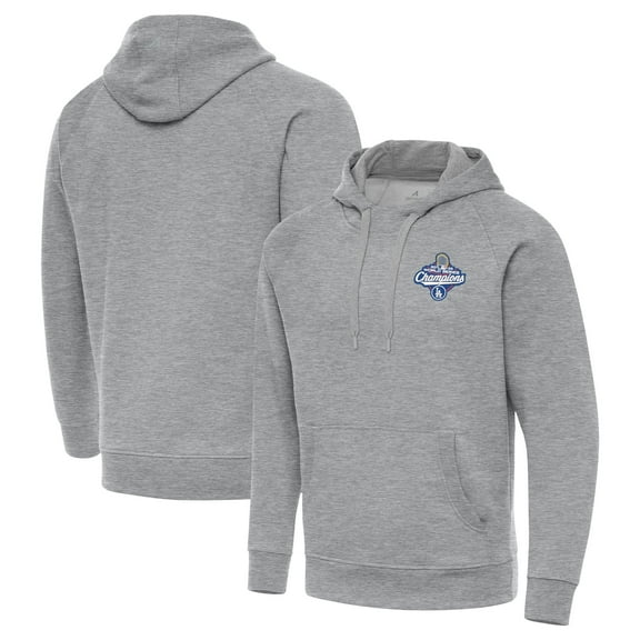 Men's Antigua Heather Gray Los Angeles Dodgers 2025 World Series Champions Victory Hoodie