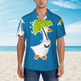 thumbnail image 2 of Fuzoiu Goose Holding an Umbrella Print Hawaiian Shirt for Men, Summer Beach Casual Short Sleeve Button Down Shirts, Men’s Beach Summer Shirts with Pocket,3X-Large, 2 of 7
