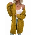 thumbnail image 1 of Suéter Cárdigan de Larga para Mujer, Otoño e Invierno, Tejido de Punto , con Botones Delanteros, Abrigo Amarillo XL, 1 of 7