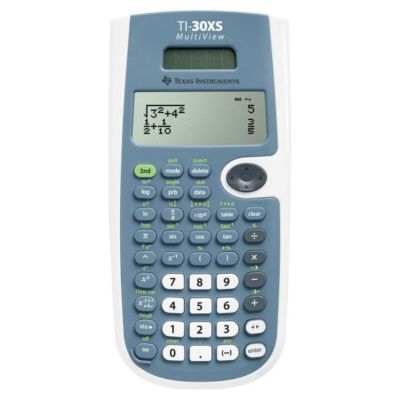 Texas Instruments TI-30XS MultiView School Calculator up to 4-line display, solar and battery operated