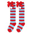thumbnail image 2 of Girl Christmas Thigh High Socks Striped Teen Girls Over the Knee Long Socks with Bowknot Holiday Knit Stockings Gift, 2 of 5