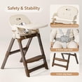 thumbnail image 6 of PRVAETU Foldable High Chair For Baby, Easy-to-Clean Feeding Chair with Removable Tray, Adjustable Legs and Seat Belt For Infant Toddlers,Beige, 6 of 7