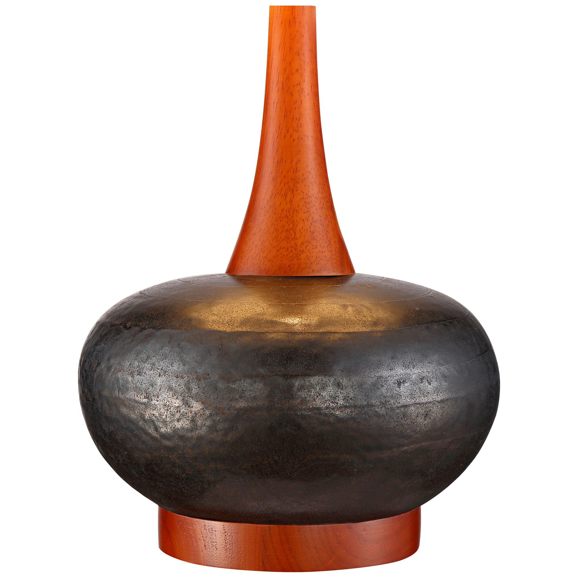 360 Lighting Andi Modern Mid Century Table Lamps 24 1/2" High Set of 2 Hammered Brown Ceramic Red Oak Off White Shade for Bedroom Living Room Desk