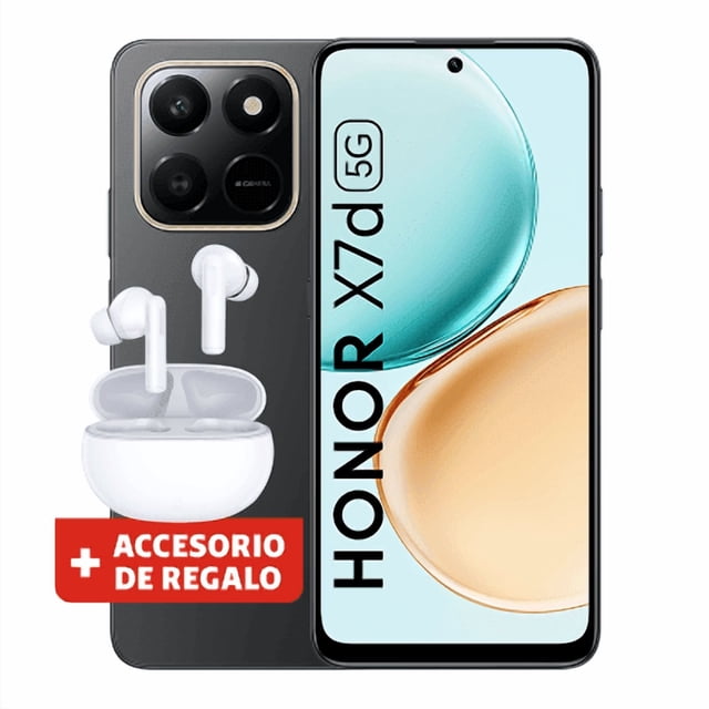 Smartphone Celular Honor X7D 5G 6GB RAM + 256GB ROM 6500 mAh con Audífonos Earbuds i7 Lite Nuevo Liberado