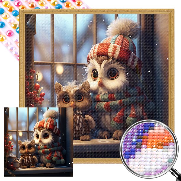 AB Parcial 5D DIY Taladro Animal Noche Invierno 45x45cm