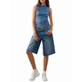 thumbnail image 3 of Women'S Striped Tank Top Boat Neck Sleeveless Crop Tops Summer Slim Fit Tops Blue L, 3 of 9