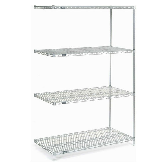 Global Industrial 990160 74 x 48 x 24 in. Nexelate Wire Shelving Add-On Unit, Silver