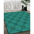 thumbnail image 3 of Ahgly Company Machine Washable Indoor Round Transitional Dark Turquoise Green Area Rugs, 4' Round, 3 of 7
