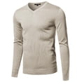 thumbnail image 1 of FashionOutfit Men's Casual Solid Soft Knitted Long Sleeve V-Neck Sweater, 1 of 5