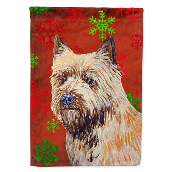 Carolines Treasures LH9320-FLAG-PARENT Cairn Terrier Red and Green Snowflakes Holiday Christmas Flag  multicolor