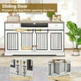 thumbnail image 2 of Double Dog Crate Furniture with Tabletop, 2-Door Indoor Kennel for Large Dogs, Wooden and Metal Construction in White and Walnut color, 2 of 6