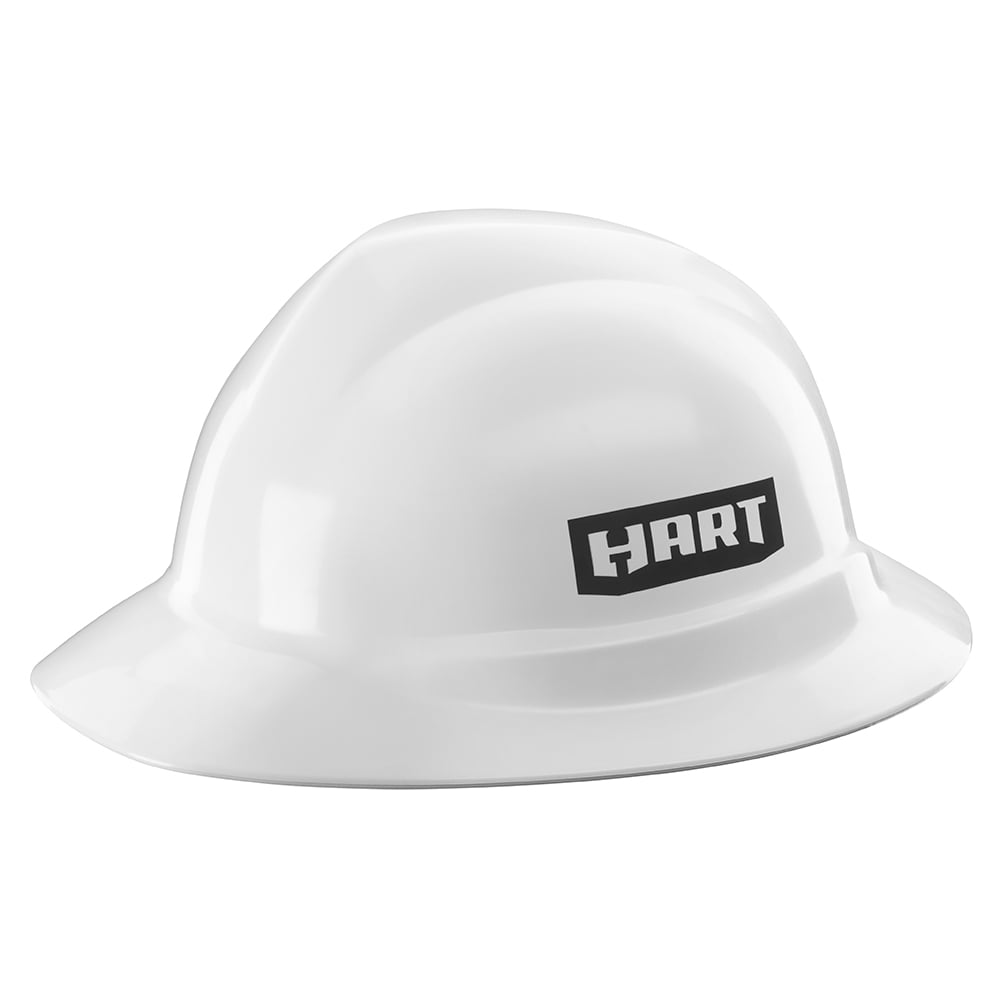 HART White Full Brim Hard Hat, ANSI Type I, Class G