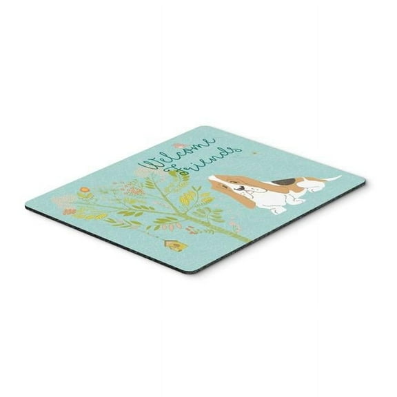 Welcome Friends Basset Hound Mouse Pad - Hot Pad or Trivet